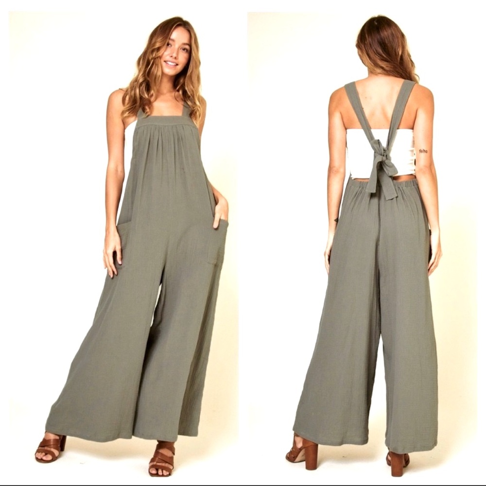 04 Most Fabulous Angela Solid Fabulous Wide Leg Jumpsuit - Picture 3 of 6